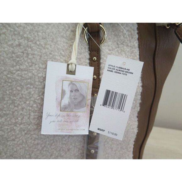 Jessica Simpson 11JS964JS Women's Almond Brown Vienna Satchel Tote Bag $118 - Picture 4 of 7